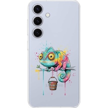 Samsung Galaxy S25 Fe İle Uyumlu Splash Bukalemun Tasarımlı Şeffaf Silikon Kılıf Şeffaf