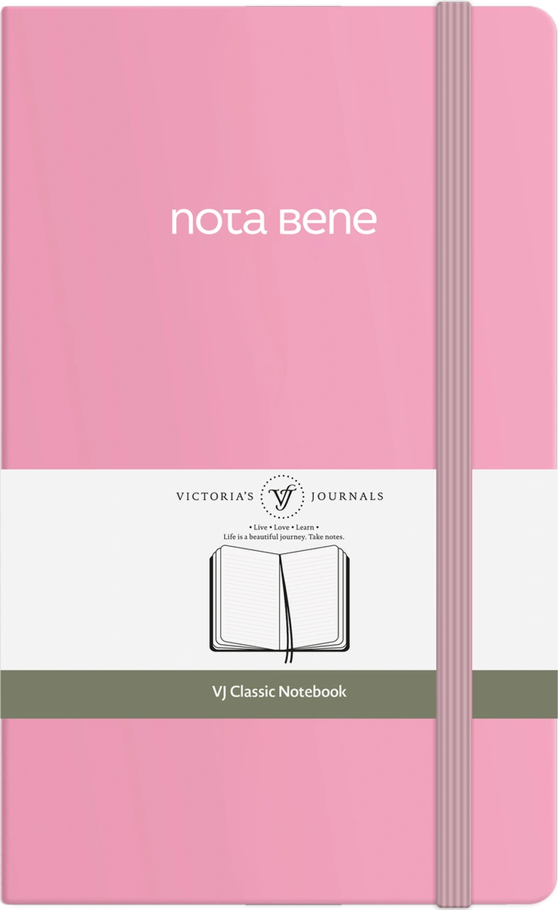 Nota Bene Classic Sert Kapak Defter, 13x21 Cm, Çizgili Pembe