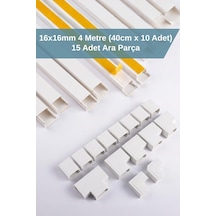 4 Metre 16x16mm 15 Adet Aparatlı Kendinden Yapışkanlı Kablo Kanalı Set
