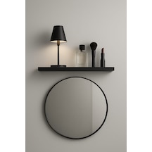 50 Cm Parlak Siyah Mdf Uçan Duvar Rafı Gizli Bağlantı Kitaplık