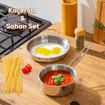 Porsima 2 Li Paslanmaz Çelik Kaçerola Ve Sahan Seti Sos Tavası