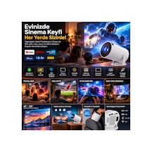Akıllı Projeksiyon Cihazı 4k Destekli Android 11 Wifi Kablosuz Taşınabilir Mini Projektör 130 İnç 720p Hd Ev Sinema Sistemi Beyaz - 937438755 Beyaz - 937438755