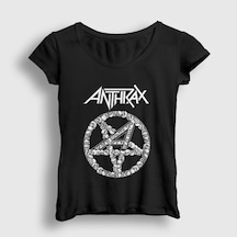 Presmono Kadın Skulls Anthrax T-shirt Siyah
