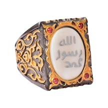 Erkeksterling Gümüş Sultan Yüzük - İslami Tasarım Beyaz Gümüş