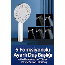 Yüksek Basınçlı 5 Fonksiyonlu Duş Başlığı Ayarlanabilir Lüks Banyo Başlığı Gümüş Eva / Pvc Diğer