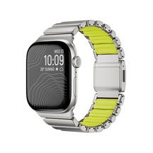 Apple Watch Ultra 49mm Uyumlu Krd-151 Metal Silikon Kordon - Gümüş-yeşil