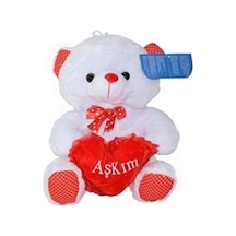 Halley Oyuncak 25 Cm Aşkım Kalp Nakışlı Peluş Ayı Beyaz
