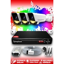 Bayicam 3 Kameralı Süper 3 Dış Kamera Set HDD'siz 5 MP 2K Renkli Gece Görüşlü Güvenlik Kamerası Sistemi