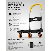 Tr Profesyonel Katlanabilir Platform El Arabası 400 Kg Kapasiteli Taşıma Arabası Döner Tekerlekli