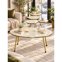 Odera Oval Orta Sehpa Ve Yuvarlak Zigon Sehpa 4'lü Set Metal Ayaklı Diğer