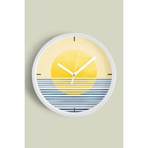 Soyut - Bohem - Geometrik Temalı Modern Duvar Saati - 35cm - Önü Camlı Beyaz Kasa - Sessiz Mekanizma-jh0498 Beyaz