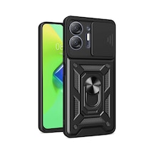 İnfinix Hot 30 5g Kılıf Pars Lens Yüzüklü Silikon - Siyah 0.2M-Çok Renkli