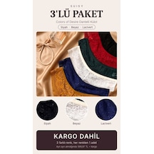 Suısy Colors Of Desire Dantelli Külot 3'lü Paket Siyah - Beyaz - Lacivert Çok Renkli