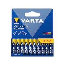 Varta Longlife Power Aaa İnce Kalem Pil 10'lu Paket Alkalin - 7 Adet Tarı Beyaz