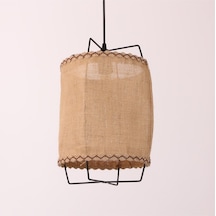 Cappadocia Doğal Jut Siyah Barlı Avize 25x35 Cm Bej