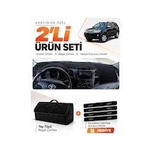 E-biz Toyota Fortuner 2005-2014 Uyumlu Torpido Örtüsü + Tay Tüyü Bagaj Çantası - Siyah - To018
