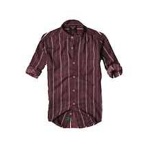 Alaska The Last Frontier Slim Fit %100 Pamuk Kumaş Hakim Yaka Uzun Kol Gömlek--bordo Çizgili-- Çok Renkli