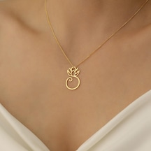 925 Ayar Gümüş Lotus Çiçeği Kadın Hediye Kolye