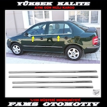 Skoda Fabia Sedan Krom Cam Çıtası 4 Prç 1999-2008 Arası P.Çelik