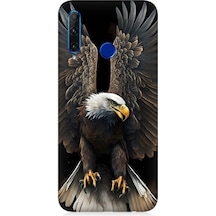 Huawei Honor 20 Lite Uyumlu Beyaz Başlı Kara Kartal Desenli Silikon Kılıf
