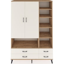 Hyperion Dolap 10 Raflı 4 Çekmeceli 2 Kapaklı 132x44x195 Çam-aytaşı/aytaşı Aytası/aytası