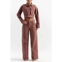 American Rag Cie Şık Ve Rahat Oversize Boyfriend Denim Pantolon - Mid Bel Geniş Paça Kahverengi
