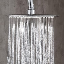 Tepe Duş Başlığı Kare Slim 304 Metal 25x25 Cm Siyah