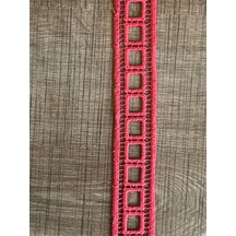 Zincir Şerit Tasarım Dekoratif Etnik Desen Kırmızı Şerit 1 Metre En 3 Cm