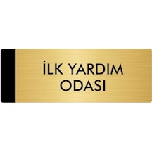 Metal Yönlendirme Levhası, Departman Kapı Isimliği İlk Yardım Odası 10x20 Cm Altın Renk