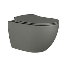 Creavit Free Kanalsız Cool Grey Asma Klozet Fe322, Creavit Free Duck Duroplast Yavaş Kapak Gri