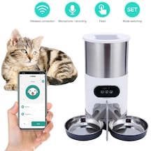 Bruce Akıllı Uygulama Pet Besleyici Kedi Ve Köpek Maması Dispenser Pasl-3 Beyaz