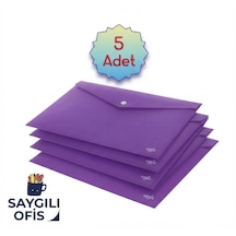 Mor A4 Çıtçıtlı Dosya Şeffaf Renkli Zarf Dosya 5 Adet 20x30 Cm Çıt Çıtlı Dosya