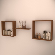 Rafkestir Vienza Duvar Raf Seti Hareli Ceviz (Mat)