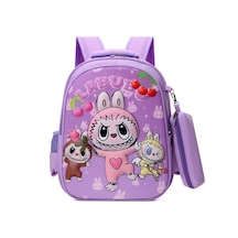 Labubu İlköğretim Öğrenci Kız Erkek Şık Moda Sevimli Okul Sırt Çantası Mor
