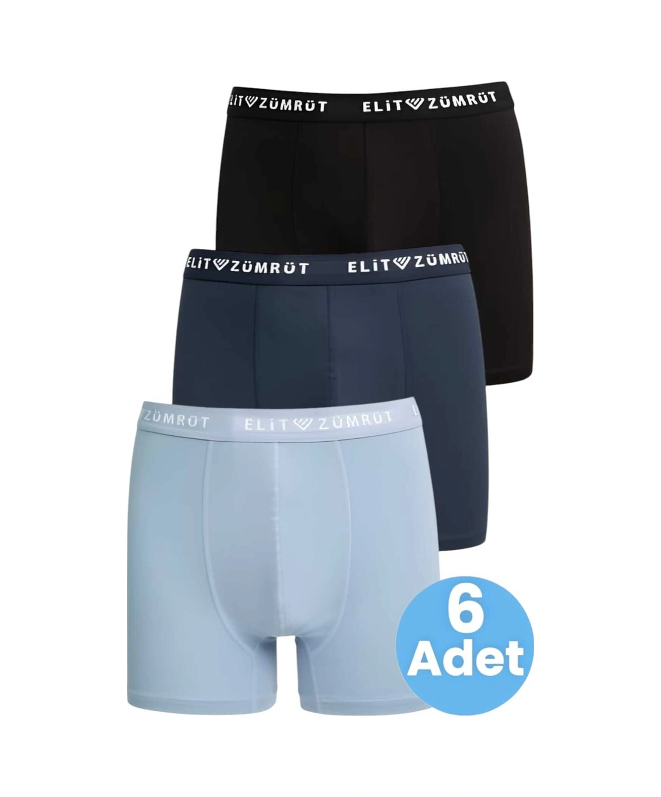 Tezzgelsin Erkek Pamuklu Likralı 6'lı Boxer Siyah - Lacivert - Mavi