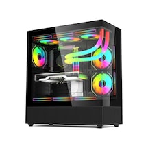 Gametech Phantom 6 x 120 MM RGB Fanlı Oyuncu Bilgisayar Kasası Siyah