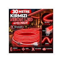30 Metre 220v Kırmızı Neon Led 8x16 Mm Ultra Parlak Ip65 Suya Dayanıklı Fişli Tak Çalıştır Esnek Şerit Led Iç Dış Mekan Dekoratif Aydınlatma Kırmızı - 939334421 Kırmızı