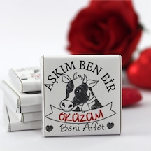 Dark Brown Aşkım Ben Bir Öküzüm Beni Affet Yazılı Madlen Bitter ve Sütlü Çikolata 48 Adet