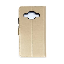 Newface Samsung Uyumlu Galaxy J5 Trend S Plus Kapaklı Kılıf - Gold Gold