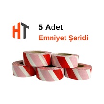 Emniyet Şeridi Kırmızı-beyaz İkaz Bandı 5'li Set 2500 Mt