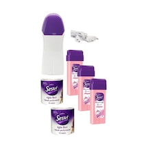 Kartuş Ağda Makinesi + Sesu Pembe Roll-on Ağda 3'lü + Ağda Bezi 10 M 2'li