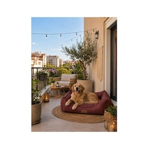 Premium Kedi Ve Köpek Yatağı Kafa Destekli Kaydırmaz Taban Yıkanabilir Fermuarlı Çift Taraflı Minder %100 Boncuk Elyaf Kiremit - 880997317