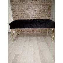 Modern Çizgi Model Puf Ayakucu Bench Gold Metal Ayak 100 Cm Siyah