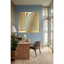 Optik İllüzyon Metal Duvar Tablosu - Metal Duvar Sanatı - Duvar Dekoru - 50 X 50 Cm Altın
