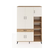 Hyperion Dolap 10 Raflı Tek Çekmeceli 5 Kapaklı 132x44x195 Çam-aytaşı/çam Aytası/atlas Çam