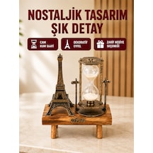 Klasik Tasarımlı Ahşap Kum Saati Ev Ve Ofis İçin Masaüstü Aksesuarı - Lisinya Kahverengi