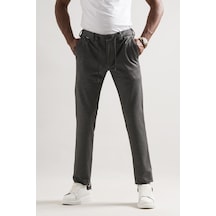 Ecer Likralı Beli Lastikli İplikli Kışlık Kumaş Erkek Jogger Pantolon gri
