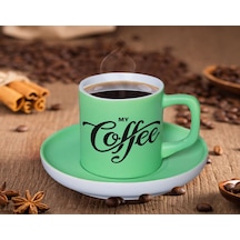 Bk Gift Mat Yeşil Renk Türk Kahvesi Fincanı-1 Renkli Türk Kahvesi Fincanı, Arkadaşa Hediye, Anneye Hediye, Kahve Fincanı
