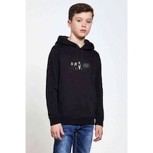 Tshirthane Muse Cover Band Baskılı Unisex Çocuk Kapüşonlu Siyah Sweatshirt Siyah