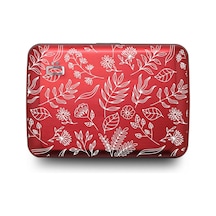 Ögon Designs Smart Case V2 Alüminyum Cüzdan - Kırmızı Çiçek Desenli, Rfıd Korumalı Kartlık